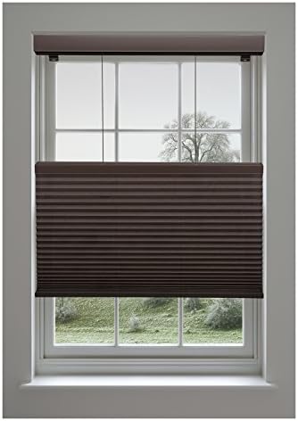 Decor Avenue Custom Cordless 24 1/2 W x 66 to 72 H Chocolate Top Down Bottom Up (TDBU) Light FIltering Cellular Shade OUTSIDE MOUNT