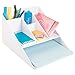 mDesign Office Supplies Desk Organizer for Scissors, Pens, Markers, Highlighters, Tape with Paper Tray - White