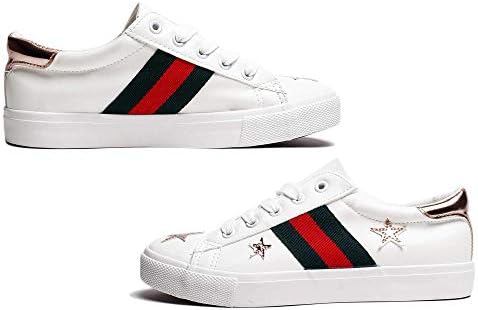 Susan 18 Stripe Glitter and Metallic Star Lace-Up Fashion Sneakers for Women
