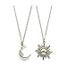 Ziper Moon and Sun Friendship Pendant Necklace BFF Jewelry Necklaces,gift for women sun charm