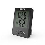Baldr Mini digital thermometer with temperature and humidity display comfort level indication wall hanging or table stand (black)