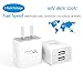 Yuwiss Dual USB Travel Wall Charger Adapter Quick Charging Block Plug for iPhone 5 6 6s 7 Plus, Samsung Galaxy/ Edge, Nexus, HTC, LG, Kindle Fire (2 pack)