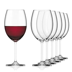 SAHM Copas de Vino Tinto de 580ml – Juego de Vasos Cristal 6 Unidades – Copas de Vino Grandes – Copas Vino Tinto aptas para el lavavajillas & duraderos