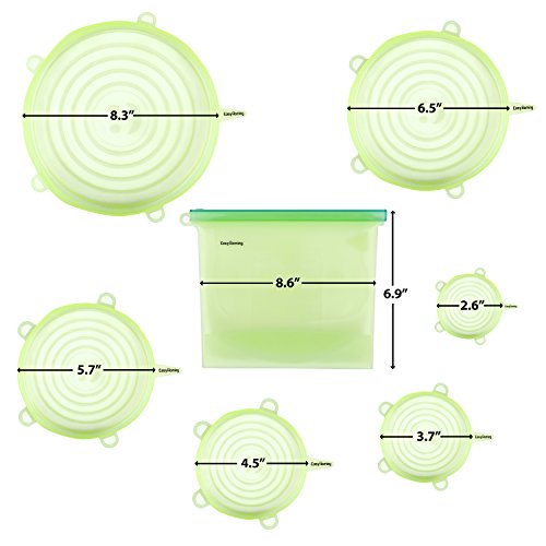 image for 7 Packs Multi Purpose - 10x Stretchable and Durable,6 Silicone Reusabl