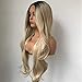 QD-Udreamy Ombre Blonde Synthetic Lace Front Wigs With 4# Roots Long Wavy Wig Heat Resistant Hair Wigs for Women 24inch