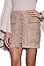 PROGRACE Winter Beige High Waist Faux Suede Bodycon Mini Skirt for Women M