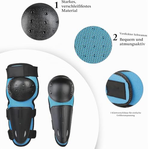 Fansport Pack of 5 Motorcycle Protective Jackets, Children's Motorcycle Armour with Knee Pads, Elbow Pads, Chest Armour, Racing, for Outdoor Sports - 4/6/8/10/12/14 Years