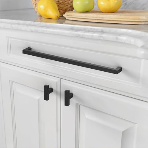 Amerdeco 5 Pieces Kitchen Furniture Handles Black Kitchen Handles Hole Distance 320mm Stainless Steel Cabinets for Kitchen Furniture Home Decor