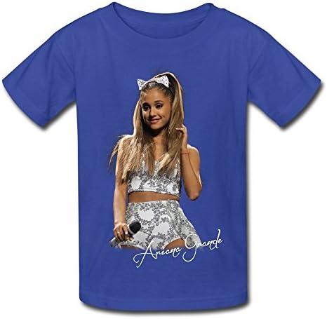 LIMEI Kid's Ariana Grande Music Style Short Sleeve Shirt RoyalBlue XL