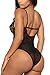 Aranmei Women Hollow Out Lace One Piece Bodysuit Teddy Lingerie (Black, X-Large)