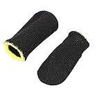 Streemaa 18ピンカーボンファイバーフィンガースリーブ モバイルゲーム用 プレススクリーンフィンガースリーブ ブラック&amp;イエロー(16個)