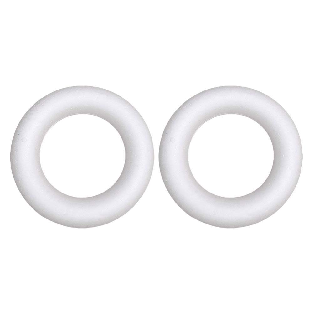 Healifty 2pcs White Foam Rings Polystyrene Foam Ring for DIY Arts and Crafts Supplies Wedding Wreath Floral Arranging Decoration