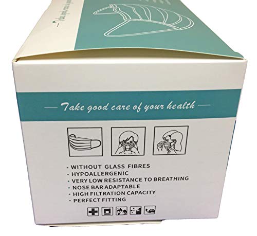 3-Ply Disposabl Face Mask with Elastic Earloop for Dust, Particles, Pollution (50, Blue)