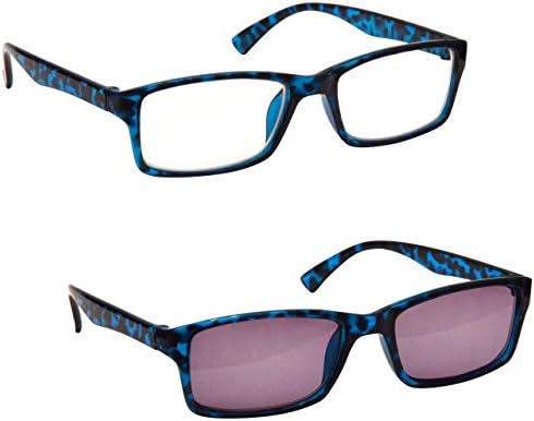 The Reading Glasses Company Blue Tortoiseshell Readers With Matching Sun Reader Value Twin Pack Mens Womens UVSR2092BL +3.00