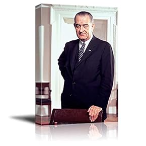 Portrait of Lyndon B. Johnson (36th President of The United States) - American Presidents Series - Canvas Wall Art Gallery Wrap Ready to Hang - 12x18 inches