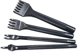 Citian 4pcs Alloy Stainless Steel Leather Craft Diamond Chisel Hole Punch Set for DIY Leather Crafting Precision 4mm & 1/2/4/6 Prong