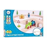 Bigjigs Rail Wooden Figure of Eight Train Set - 40 Play Pieces - Other Major Rail Brands are Compatible