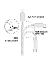 Cable micro USB Android cargador rápido [3 unidades 10 pies] para Samsung Galaxy J7 Sky Pro Perx Star 2015 2016 2017 2018 J7V Prime,j3 Emerge Luna Pro Eclipse Express Prime 2,On5 On7 On8 S3 J6 J2 J1