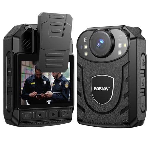 BOBLOV KJ21 32GB Body Worn Camera, 1296P Body Worn Camera, Support Memory Expand Max 256G, Outdoor 8-10Hours Recording Police Body Cam Lightweight and Portable, Clear Night Vision (64GB)