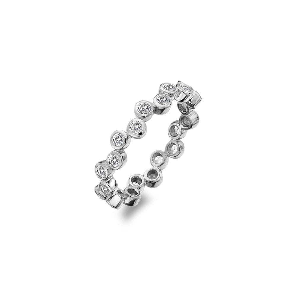 Hot Diamonds Tender White Topaz Ring – Sterling Silver with Real Diamond Accent – Raindrop-Inspired Design Jewellery (N)
