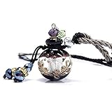 UPmall® Handmade Glazed Glass Aromatherapy Necklace Essential Oil Diffuser Pendant with Origin Cork Cover