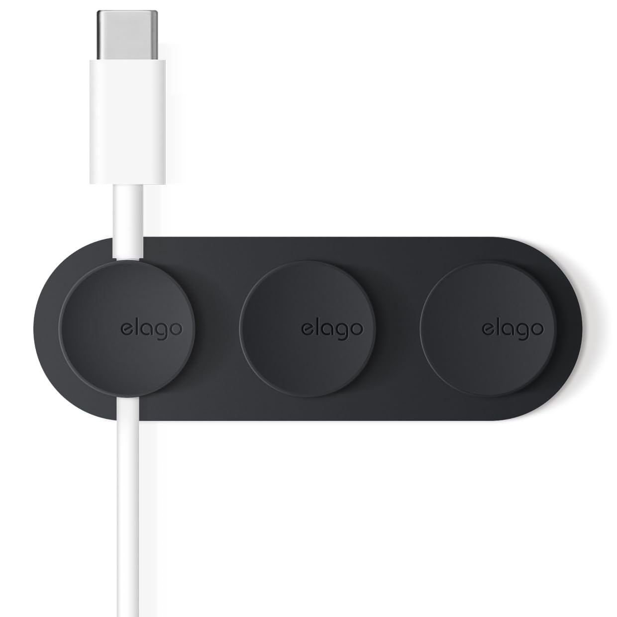 elago Magnetic Cable Managment Buttons, Organize 3 Cables, Powerful Magnets, Reusable Sticker Attaches to Surface, Desk Organization (Black)
