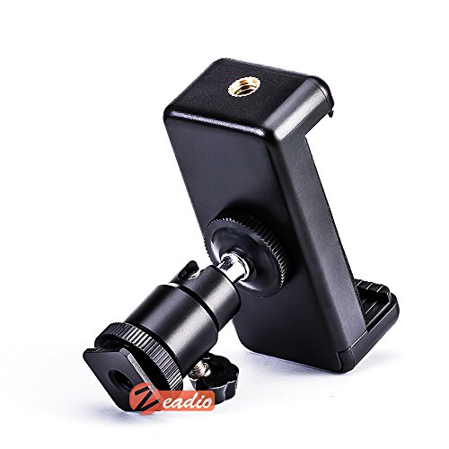 Zeadio Universal 360 Degree Swivel Smartphone Tripod Mount Adapter Holder, Fits iPhone, Samsung, and all Phones, Use on Selfie Stick, Tripod, Monopod, Tabletop Tripod Stand and More