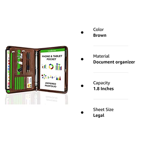 Wundermax Portfolio Binder 13 x 10.5 x 1.8 Inch, Vegan Leather, 3