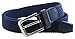Mens Braided Elastic Stretch Belt Leather Tipped End and Silver Metal Buckle (Navy-M)