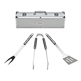 Home Solutions Grill Tools Set With Barbecue Accessories - Stainless Steel BBQ Utensils With Aluminum Case - Grilling Kit & Gifts For Men (3-Piece)