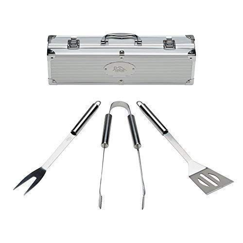 Home Solutions Grill Tools Set With Barbecue Accessories - Stainless Steel BBQ Utensils With Aluminum Case - Grilling Kit & Gifts For Men (3-Piece)