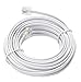 Telephone Extension Line Cord Cable Wire, Land Phone line, White, 25ft, Standard RJ11 Plugs