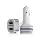 Car Charger, Aibocn 3.4A 17W Dual USB Port Car Charger Portable Travel Charger for Smartphoes and Tablets, Fits iPhone 6S 6 Plus 5S 5C 5 4S, iPad, Ipod , Samsung Galaxy /Tab, OnePlus and More (White)