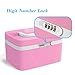Fine Dragon Combination 4 Digit Lock Medicine Box Cabinet With Separate Compartments ,Locking Prescription Pill Case, Storage Case, Size 11 x 7.4 x 6.2 inches, Pink