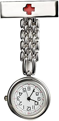 Zhisan Nurse Lapel Pin Watch Quartz Cross Hanging Doctor Pocket Watches (Silver)