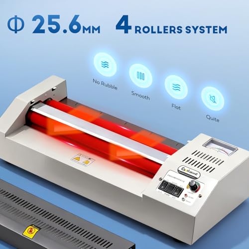 CGOLDENWALL A3 Laminator 68-250 Micron, 4 Rollers Laminator Machine for Hot/Cold Lamination, Fast Heating, Anti-Jamming, with Starter Kit (3 Types of Pouches Included)