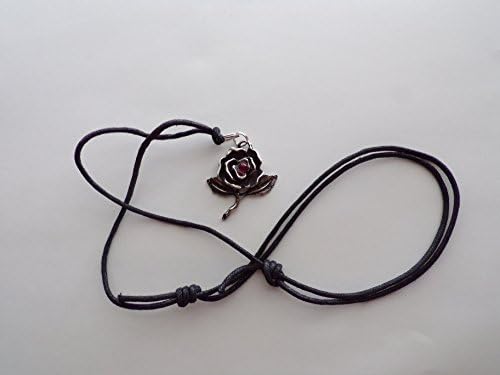 Red Rose Pewter Pendant Adjustable Necklace