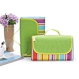WeTong Extra Large Outdoor Waterproof Backing Foldable Picnic Blanket Tote for Family Concerts, Hiking,Beach,Party,Camping on Grass Sandproof Water-Resistant Handy Picnic Mat Tote 80