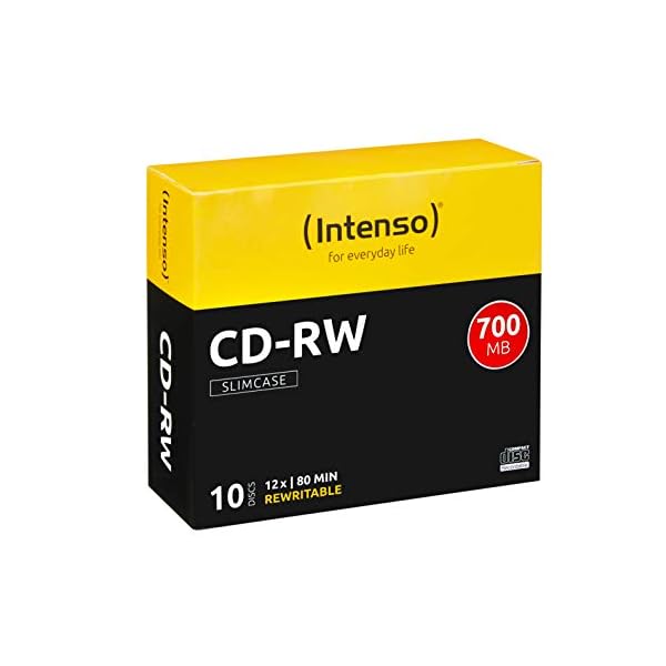 Intenso 2801622 CD-RW Rohlinge 700 MB, RW 12x Speed kratzfest Cover-Card 10er Pack Slim Case
