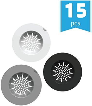 Sink Skin – Triple Plain JUMBO PACK- 15 Disposable Kitchen Sink Strainers (5 Black+5 White+5 Gray) +3 Bath Tub Strainers +3 Plugs. For a Cleaner Kitchen &amp; Bathroom every few weeks. Hygienic. Smart.