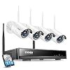 ZOSI Wireless Security Camera System,2K H.265+ 8CH CCTV NVR with 1TB Hard Drive,4pcs 1080P WiFi Surveillance Cameras…