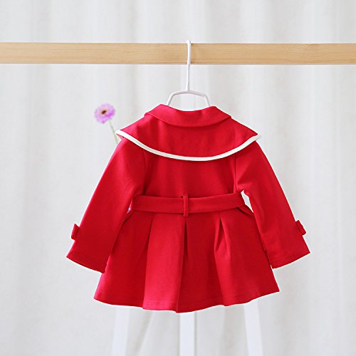Baby Girls Long Sleeve Outwear Windbreaker Coat (2-3Years, Red)