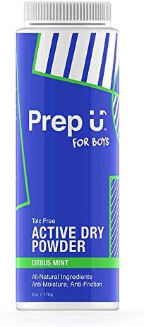 Prep U Talc Free Body Powder for Teens - All Natural Anti Chafing Deodorizer - Chafing Relief - Anti-Moisture, Anti-Friction - Citrus Mint Scent