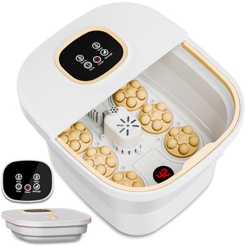 Collapsible Foot Spa with Heat,Remote Temperature Control and Bubble,Foot Bath Tub with 6 Massage Rollers,Timer Multiple Level Heating, Electric Pedicure Foot Spa Machine for Feet Care