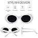 Clout Goggles Retro Vintage Oval Kurt Cobain Inspired Sunglasses Thick Frame Round Lens Glasses (White/Checkered/Black/Red, 51)