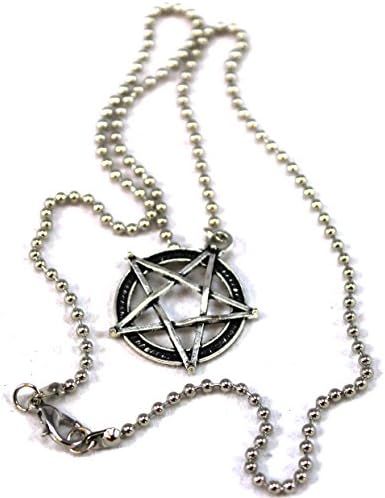 Pentagram in a Circle Necklace. On a 20 inch ball chain. Pentacle. Wicca, Pagan, Supernatural.