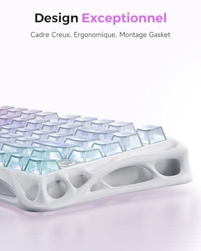 GravaStar Mercury K1 Lite Mechanical Gaming Keyboard with BT5.0/2.4G/Type-C, 75% Gasket RGB Backlit Gamer Keyboard, Pre-Lubricated Linear Switches, QWERTY (Crystal Aurora)