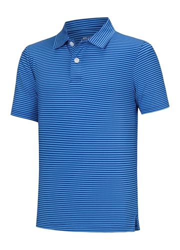 Willit Boys' Polo Shirt Striped Youth Kids Golf Shirts Quick Dry Athletic School Golf Polos Short Sleeve Cobalt Stripe XL at Amazon