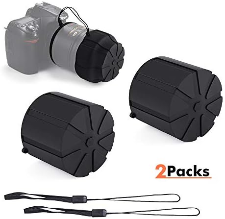 ElevenII Silicone Universal Lens Caps, Waterproof Dustproof Lens Case Cover Replacement with Anti-Lost Rope for 60mm-110mm DSLR Camera Lens(2 Packs)