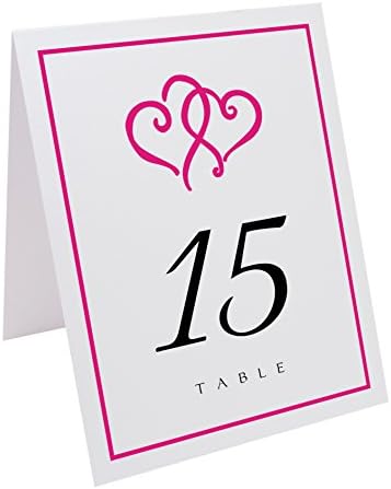 Linked Hearts and Border Table Numbers, White, Fuschia, Numbered 1 through 25